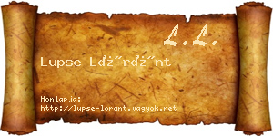 Lupse Lóránt névjegykártya